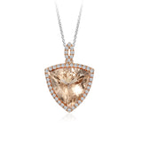 CP-COLOR PENDANT-14K ROSE MORGANITE (14.0 X 13.7MM TRILLION) PENDANT W/.33CT TW DIAS-GH/SI2