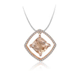CP604-14K ROSE GOLD 10.8 X 10.8MM CUSHION CUT  MORGANITE WITH 44 ROUND DIAS AT .39 TW-GH/SI2