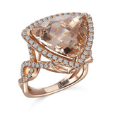14K ROSE GOLD .58CT SEMI FASHION RING WITH A 8.8 X 8.8MM TRILLION MORGANITE CTR-GH/SI2***