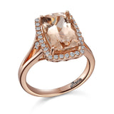 14K ROSE GOLD MORGANITE RING W/ 8X6MM EC CENTER-GH/SI2***
