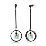 SWAROVSKI CUBE SHAPE CRYSTAL IN BLACK RHODIUM DROP EARRING