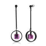 SWAROVSKI CUBE SHAPE CRYSTAL IN BLACK RHODIUM DROP EARRING