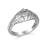 14K W/G ANTIQUE CUSTOM DESIGN RING FOR 1/2CT ROUND CENTER****