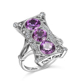 14K W/G .10CT SEMI VINTAGE RING - HOLDS 3 QTY - 4.5MM RD STONES-GH/SI2***