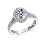 14K W/G .47CT  SEMI ENG RING W/ OVAL HALO FOR 1CT OVAL CTR-GH/SI2****