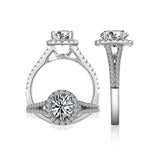 14K W/G .47CT  SEMI ENG RING W/ OVAL HALO FOR 1CT OVAL CTR-GH/SI2****