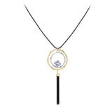 SWAROVSKI CUSHION CRYSTAL DOUBLE CIRCLE PENDANT WITH TASSEL