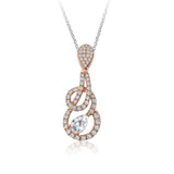 14K TT ROSE & WHITE CUSTOM DESIGN PENDANT- .83TW- GH/SI2