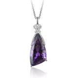 P5005-14K W/G .27 SEMI PENDANT WITH AMETHYST CTR MEASURING 32.6 X 17.5 X 16.3 X 11.6MM*