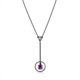 SWAROVSKI CUBE SHAPE CRYSTAL IN BLACK RHODIUM DROP PENDANT
