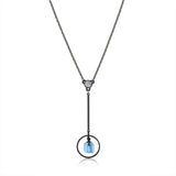SWAROVSKI CUBE SHAPE CRYSTAL IN BLACK RHODIUM DROP PENDANT