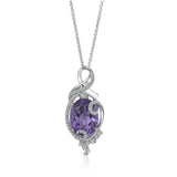 PGR21867-14K W/G CUSTOM OVAL (13.8 X 10.3 X 6.8)AMETHYST PENDANT WITH .39TW IN DIAS-GH/SI2