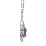 PGR21867-14K W/G CUSTOM OVAL (13.8 X 10.3 X 6.8)AMETHYST PENDANT WITH .39TW IN DIAS-GH/SI2