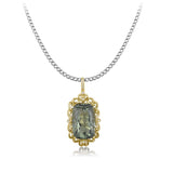 PGR22404-14K Y/G .15 SEMI DIA PEND GH/SI2 W/ 25.71X16.84 CUSHION CUT 32.70CT GREEN AMETHYST**