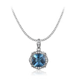 14K WHITE GOLD WITH .28CTS T.W. OF DIAMOND ACCENTS, CENTER SET FOR 8.07X5.48MM CU BLUE TOPAZ