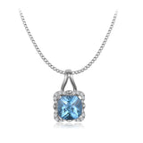 PGR22409-14K W/G .12 PENDANT-GH/SI2- W/ 8X8MM CUSHION BL TOPAZ*