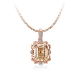 14K ROSE GOLD .08CT SEMI PENDANT WITH 9X7MM EC MORGANITE CTR-GH/SI2***