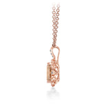 14K ROSE GOLD .08CT SEMI PENDANT WITH 9X7MM EC MORGANITE CTR-GH/SI2***