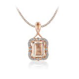 14K ROSE GOLD .31CT SEMI PENDANT WITH 9X7MM EC MORGANITE CTR-GH/SI2***