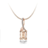 14K ROSE GOLD .11CT SEMI PENDANT WITH A 9X7MM EC MORGANITE CTR-GH/SI2***