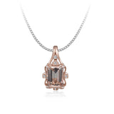 14K ROSE GOLD .04CT SEMI PENDANT WITH A 9X7MM EC MORGANITE CTR--GH/SI2***