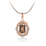 14K ROSE GOLD .08CT SEMI PENDANT WITH A 9X7MM EC MORGANITE CTR-GH/SI2***