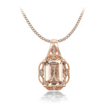 14K ROSE GOLD .04CT SEMI PENDANT WITH A 9X7MM EC MORGANITE CTR-GH/SI2***