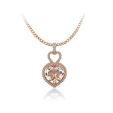 14K ROSE GOLD-.30CT SEMI PENDANT WITH A 13MM HEART SHAPED MORGANITE CENTER-GH/SI2***