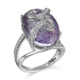 RGR21868-14K W/G .27 SEMI-GH/SI2 FASHION RG W/19X13 OVAL AMETHYST
