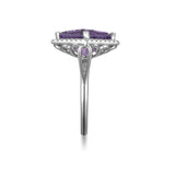 RGR21870-14K W/G  14 X 10MM FAN SHAPE AMETHYST & .19CT-GH/SI2