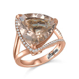 RGR22399-14K ROSE GOLD RG W/ 14X14 TRILLION MORGANITE & .30CT-GH/SI2