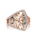 RGR22399-14K ROSE GOLD RG W/ 14X14 TRILLION MORGANITE & .30CT-GH/SI2