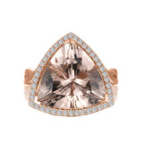 RGR22400-14K ROSE GOLD RG WITH 14X14MM TRILLION MORGANITE AND .22CT-GH/SI2