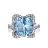 RGR22405 - 14K W/G .21CT SEMI WITH 12X12MM CU BLUE TOPAZ CTR-GH/SI2