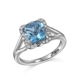 14K WHITE GOLD WITH .13CTS TW OF DIAMOND ACCENTS, CENTER SET FOR 8.0MM CU CUSTOMER BLUE TOPAZ