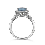 14K WHITE GOLD WITH .13CTS TW OF DIAMOND ACCENTS, CENTER SET FOR 8.0MM CU CUSTOMER BLUE TOPAZ