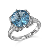 RGR22414-14K W/G .15CT SEMI W/ 10MM RD BLUE TOPAZ CTR-GH/SI2**