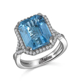 RGR22415-14K W/G 12X10 EMER CUT BLUE TOPAZ W/ .31CT-GH/SI2****(G13)