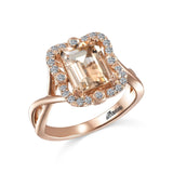 14K ROSE GOLD .24CT SEMI FASHION RING WITH A 9X7MM EC MORGANITE CTR-GH/SI2***