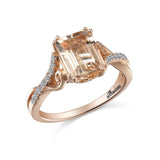 14K ROSE GOLD .16CT SEMI FASHION RING WITH A 9X7MM EC MORGANITE CTR-GH/SI2***