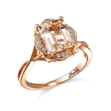 14K ROSE GOLD .08CT SEMI FASHION RING WITH A 9X7MM EC MORGANITE CTR