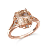 14K ROSE GOLD SEMI .05CT SEMI FASHION RING TO HOLD A 9X7MM EC MORGANITE CTR-GH/SI2***