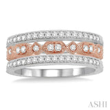 1/2 Ctw Round Cut Diamond Triple Band Set in 14K White and Rose Gold
