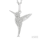 1/6 Ctw Petite Hummingbird Round Cut Diamond Fashion Pendant With Chain in 10K White Gold
