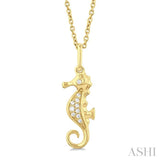 1/20 Ctw Petite Seahorse Round Cut Diamond Fashion Pendant With Chain in 10K Yellow Gold