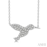 1/6 Ctw Petite Hummingbird Round Cut Diamond Fashion Pendant With Chain in 10K White Gold