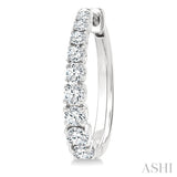 1 Ctw Graduated Round Cut Diamond Fashion Hoop Earrings in 14K White Gold