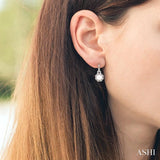 6X6 MM Cultured Pearl and 1/20 Ctw Round Cut Diamond Earrings in Sterling Silver