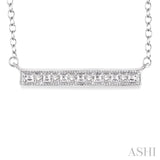 1/20 Ctw Single Cut Diamond Stick Pendant in Sterling Silver with Chain