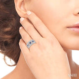 2.6 MM Round Cut Sapphire and 1/2 Ctw Round Cut Diamond Precious Band in 14K White Gold